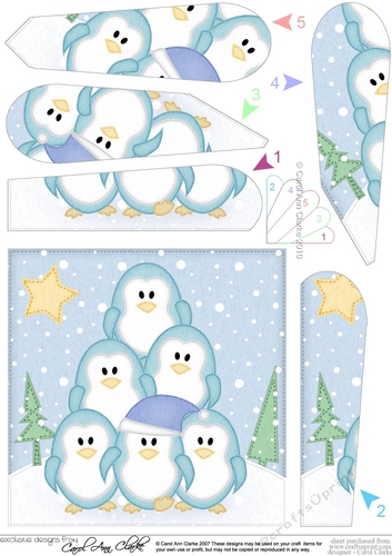 Christmas Penguins Tree Felties Fan Pyramage Topper