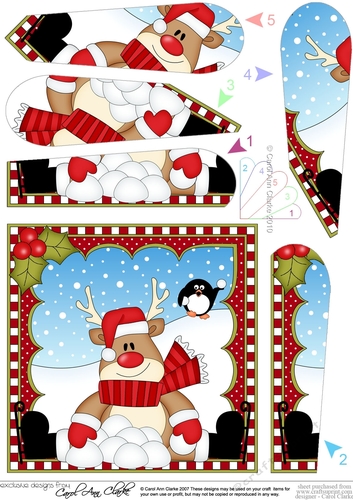Christmas Rudolph Fan Pyramage Topper