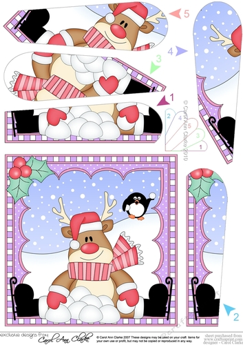 Christmas Rudolph Fan Pyramage Topper