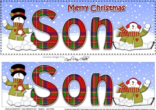 Large DL Merry Christmas SON 3D decoupage with Snowman Rio 