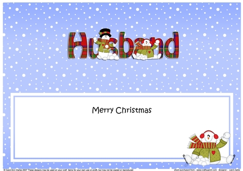 Large DL Merry Christmas HUSBAND insert with Snowman Rio