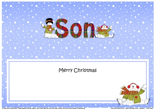 Large DL Merry Christmas SON insert with Snowman Rio