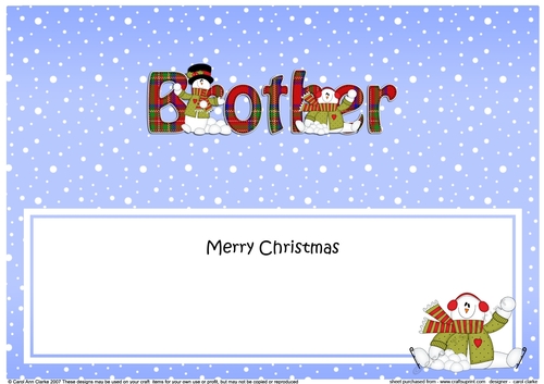 Large DL Merry Christmas BROTHER insert with Snowman Rio