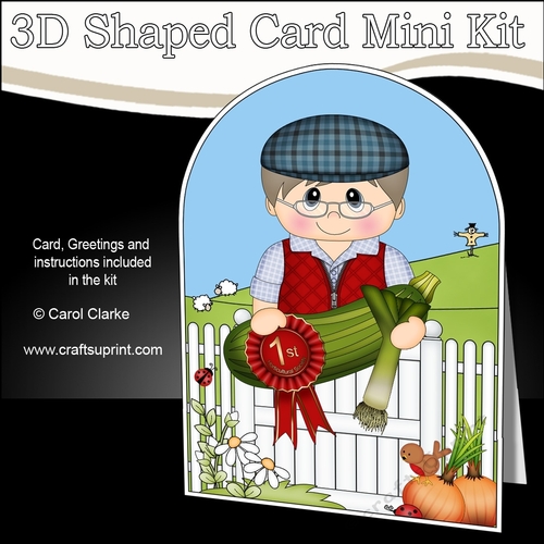 3D Shaped Card  Kit - In the Garden - Village Show Vegetable 1st Prize Old Man