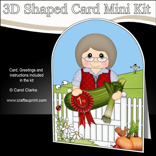 3D Shaped Card  Kit - In the Garden - Village Show Vegetable 1st Prize Old Lady