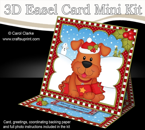 3D Easel Card Mini Kit - Cute Little Christmas Rusty Dog