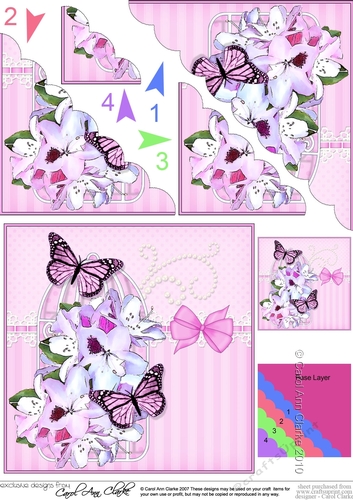 Pretty Flowers & Butterfly Birdcage Scalloped Corner Stacker