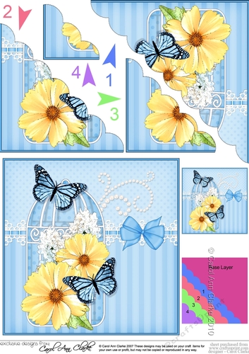 Pretty Flowers & Butterfly Birdcage Scalloped Corner Stacker