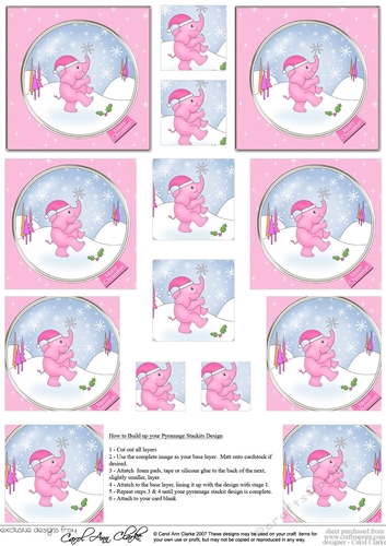 Cute Elephant Christmas Pyramage sheet