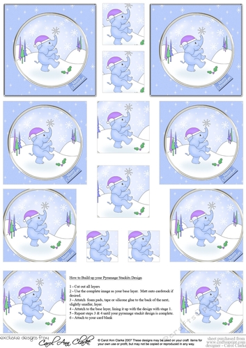 Cute Elephant Christmas Pyramage sheet