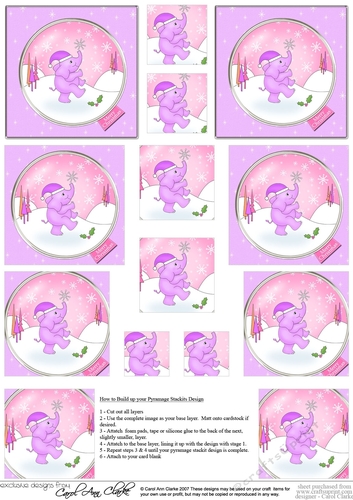 Cute Elephant Christmas Pyramage sheet