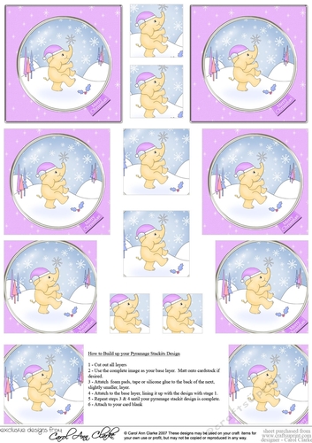 Cute Elephant Christmas Pyramage sheet