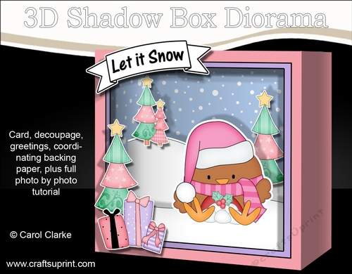 3D Christmas Diorama Shadow Box Card Mini Kit - Bobbin Robin is Snowballing
