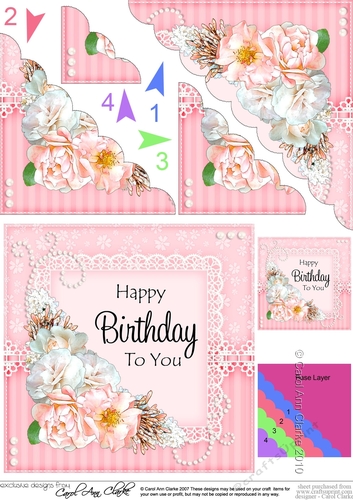 A Touch of Elegance Birthday Flowers Pearls and Lace Scalloped Corner Stacker
