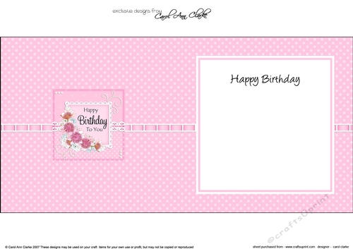 A Touch of Elegance Birthday Flowers Pearls and Lace square landscape insert