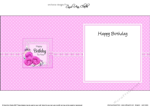 A Touch of Elegance Birthday Flowers Pearls and Lace square landscape insert