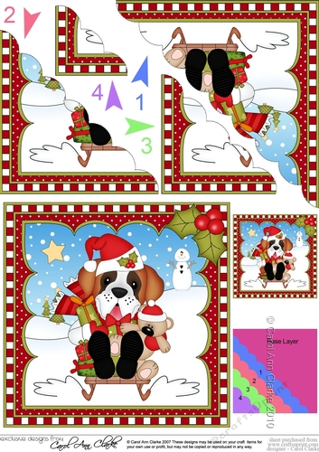 Christmas Scalloped Corner Stacker - Little St Bernard Dog