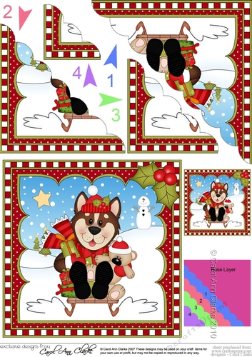 Christmas Scalloped Corner Stacker - Little Husky Dog