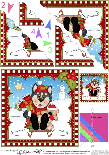 Christmas Scalloped Corner Stacker - Little Husky Dog