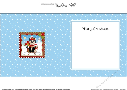 Christmas square landscape insert - Little Husky Dog