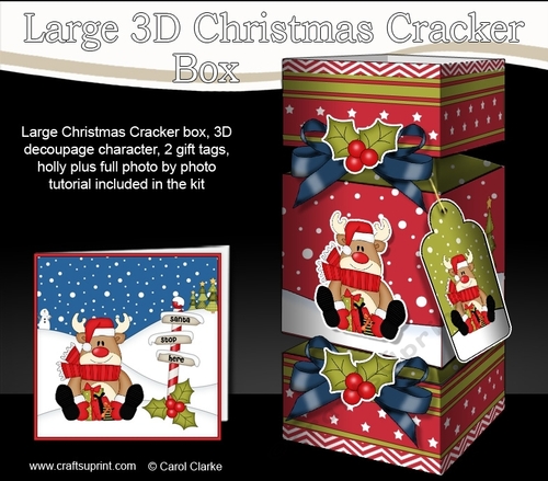 3D Large Christmas Cracker Box Mini Kit -  Rudolph has Presents