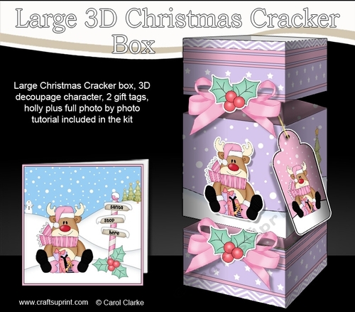 3D Large Christmas Cracker Box Mini Kit -  Rudolph has Presents