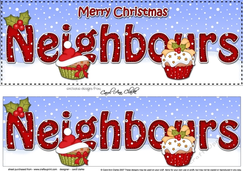 Large DL Merry Christmas NEIGHBOURS 3D decoupage with Cupcakes