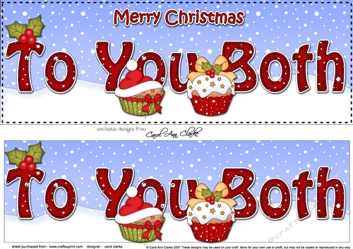 Large DL Merry Christmas TO YOU BOTH 3D decoupage with Cupcakes