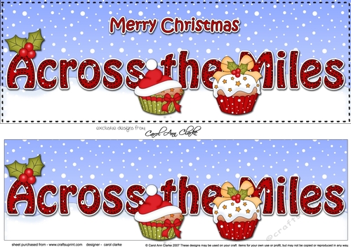 Large DL Merry Christmas ACROSS THE MILES 3D decoupage with Cupcakes
