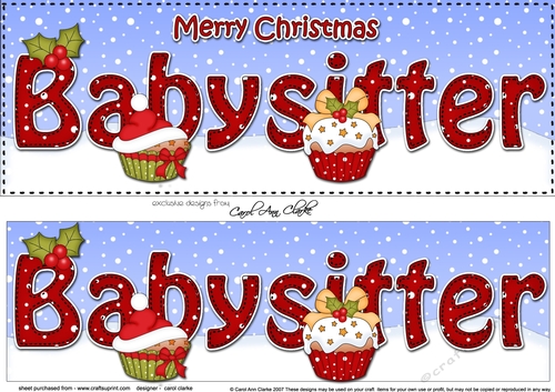 Large DL Merry Christmas BABYSITTER 3D decoupage with Cupcakes