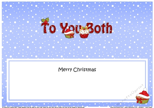 Large DL Merry Christmas TO YOU BOTH insert with Cupcakes