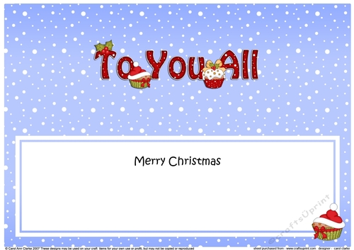 Large DL Merry Christmas TO YOU ALL insert with Cupcakes