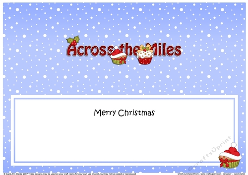 Large DL Merry Christmas ACROSS THE MILES insert with Cupcakes