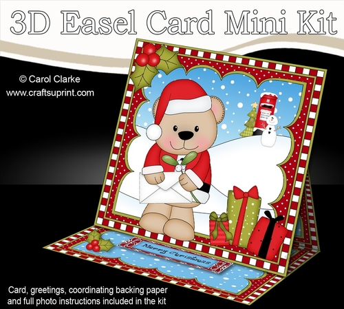 3D Easel Card Mini Kit - Christmas Livvy Bear has a Letter for Santa