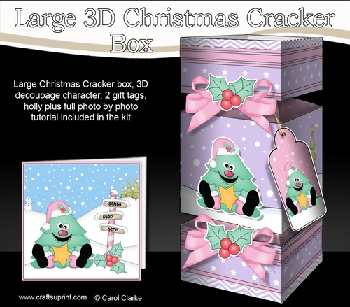 3D Large Christmas Cracker Box Mini Kit -  Cute Xmas Tree has an Xmas Star