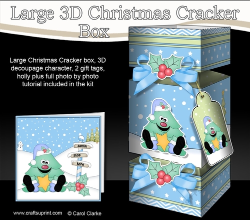3D Large Christmas Cracker Box Mini Kit -  Cute Xmas Tree has an Xmas Star