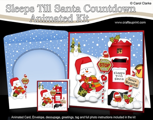 3D Animated Sleeps Till Santa Christmas Postbox Countdown Card Kit - Snowman Oli wants Santa to Stop Here!
