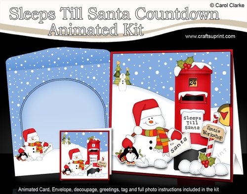 3D Animated Sleeps Till Santa Christmas Postbox Countdown Card Kit - Snowman Oli has a Letter for Santa