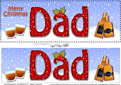 Large DL Merry Christmas DAD with Whisky 3D decoupage