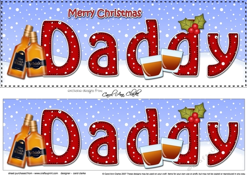 Large DL Merry Christmas DADDY with Whisky 3D decoupage