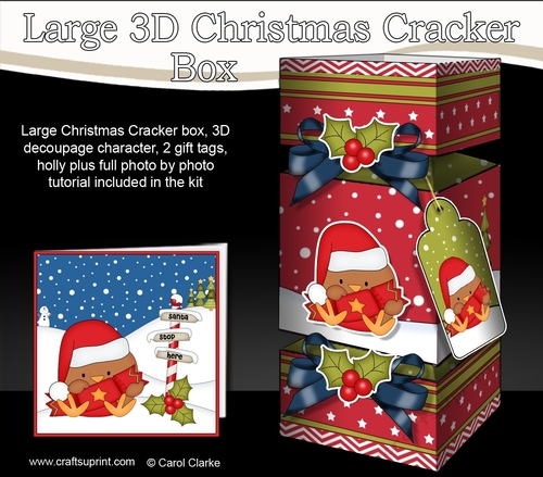 3D Large Christmas Cracker Box Mini Kit -  Bobbin Robin has an Xmas Cracker