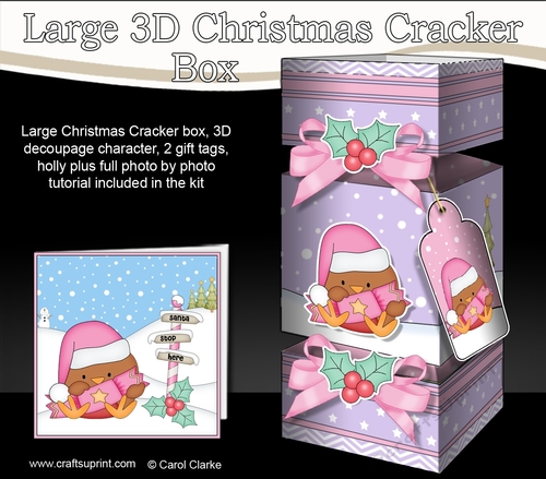 3D Large Christmas Cracker Box Mini Kit -  Bobbin Robin has an Xmas Cracker