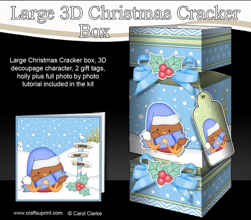 3D Large Christmas Cracker Box Mini Kit -  Bobbin Robin has an Xmas Cracker