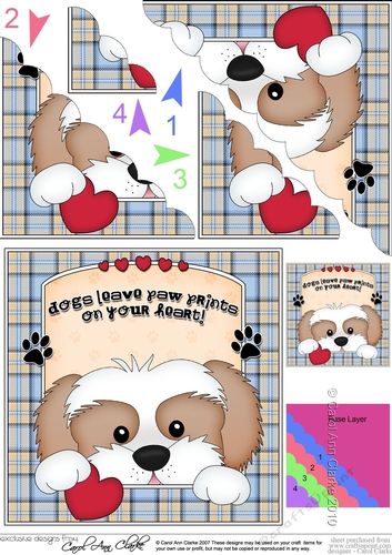 Scalloped Corner Stacker - Dogs Leave Paw Prints - Cavachon Dog BoBo