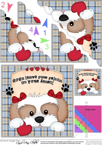 Scalloped Corner Stacker - Dogs Leave Paw Prints - Cavachon Dog Button