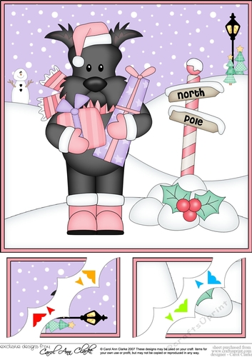8 x 8 Christmas Scalloped Corner Topper - Hamish Scottie Dog