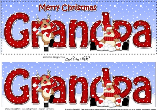 Large DL Merry Christmas GRANDPA 3D decoupage with Rudolph