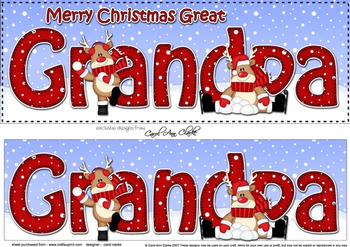 Large DL Merry Christmas GREAT GRANDPA 3D decoupage with Rudolph