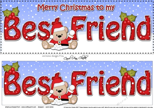 Large DL Merry Christmas BEST FRIEND 3D decoupage with Teddies