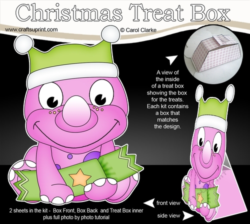 3D Christmas Treat Box Gift Set Mini Kit - Cute Little Dino